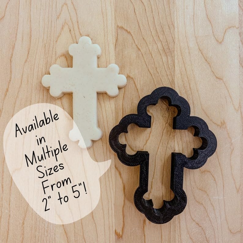 Stylized Cross Cookie Fondant Clay Cutter for Baptism Confirmation Religious Celebrations Cake Decorating Craft Projects Dough Modeling Faith-Based Party Themes India Cookie