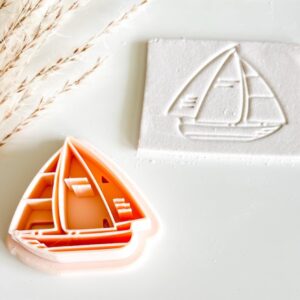 Black Sailboat Clay Imprint Stamp, Nautical Polymer Clay Stamp, Maritime Pendant and Charm Cutter, Clay Texture Pattern Tool for DIY Jewelry, Craft, and Pottery Projects