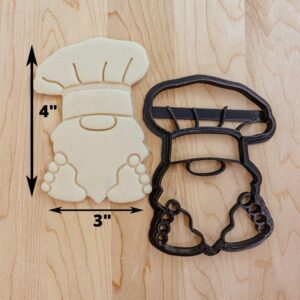 Gnome Baker with Feet Detailed Cookie Fondant Clay Cutter, Gnome Chef with Feet and Chef Hat India Cookie Mold for Baking, Kids Activities, Party Favors, Kitchen Crafts, and Themed