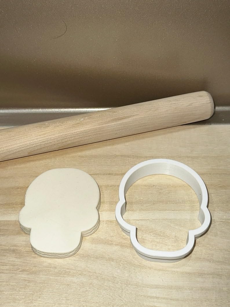 Sugar Skull Shape Polymer Clay Cutter Cookie Fondant Biscuit Cutter Sharp Tapered Edge Tool for Earrings Jewelry Making Day of the Dead Theme Cupcake Decoration Baking Craft Projects