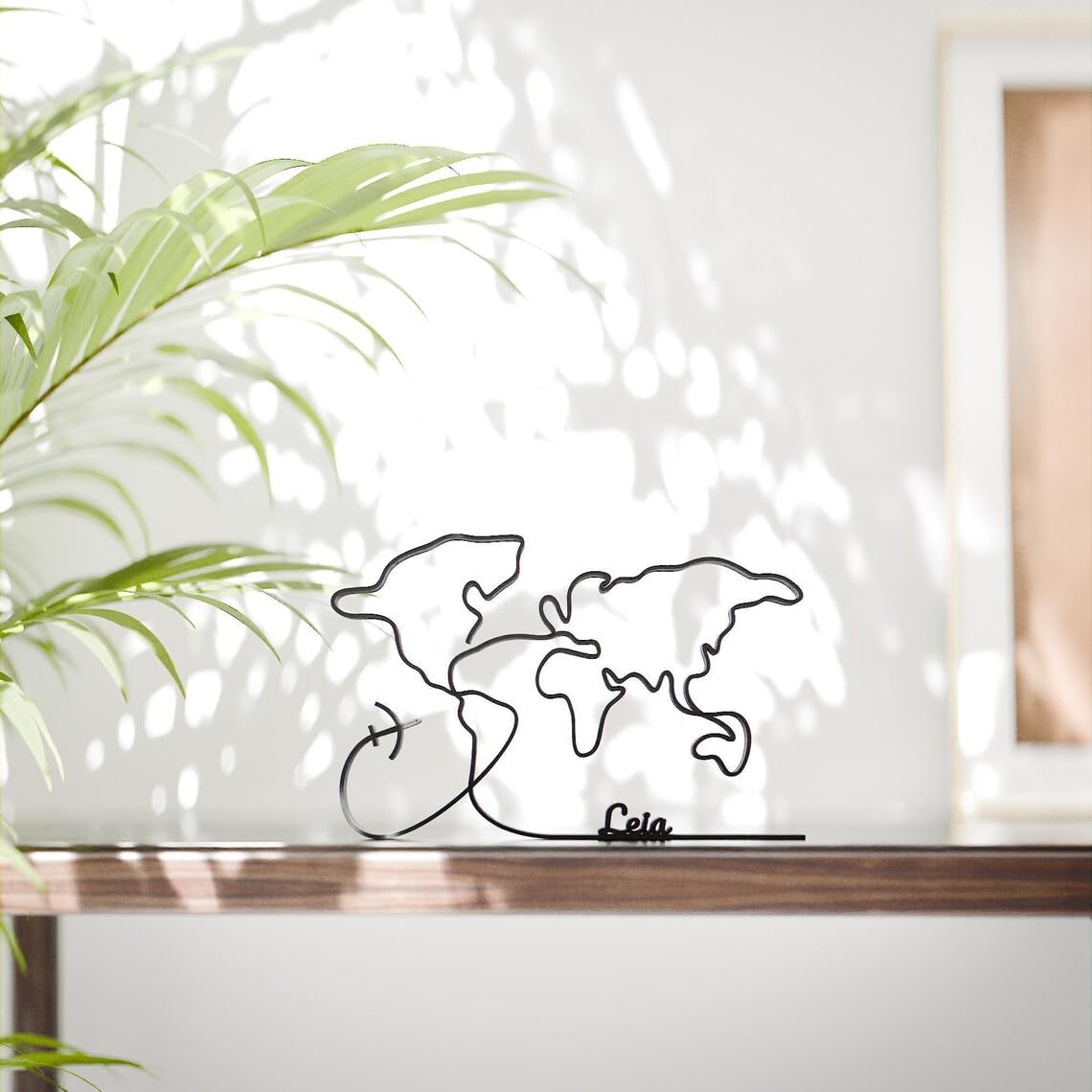 World Map Plastic Minimal Line Art Sculpture Travel Decor Figure for Living Room Desk Shelf Bedroom Home Office Interior Global Theme Styling - Image 2