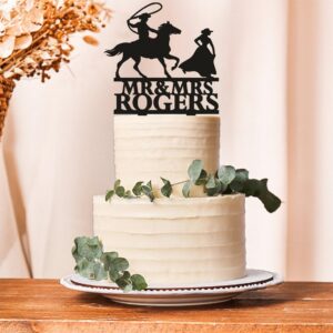 Rustic Cowboy Wedding Cake Topper | Country Western Bride Groom Figurine | Mr & Mrs Farmhouse Wedding D�cor | Cowboy & Cowgirl Themed Cake Decoration for Barn, Ranch, Outdoor Weddings (5 inch)