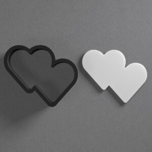 Double Heart Shape Polymer Clay Cutter with Sharp Tapered Edge for Clean Cutting, Jewelry and Earring Tool for Mini Studs and Pendant Sets, Cookie Cutter for Baking and Crafting in