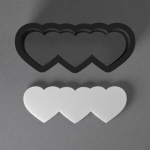 Three Hearts Triple Shape Polymer Clay Cutter with Sharp Tapered Edge for Clean Cutting, Jewelry and Earring Tool for Mini Studs and Pendant Sets, Cookie Cutter for Crafting and Baking