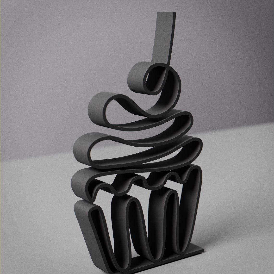 Personal Name Cupcake Line Art Figure Plastic Home Decor Sculpture Custom Dessert Inspired Minimal Decorative Accent for Kitchen Dining Office Shelf Table Daily Use Gift - Image 3