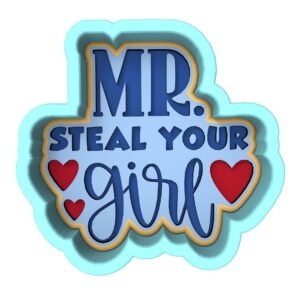 Mr. Steal Your Girl Cookie Cutter Black cookie Stamp and Stencil Set for Fun and Pop Culture Themed Cookies, Humorous Fondant Cutter, Sugar Cookie Mold, Dessert Decorating Supplies Ind