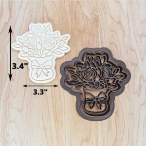 Floral Bouquet Cookie Cutter Cookie for Fondant, Clay, Dough Detailed Rose Flower Design, Spring Floral Cookies, Garden Theme Baking Tool, Flower Cookie Stamp Made in India