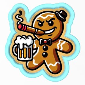 Black Gingerbread Man Smoking Drinking Beer Cookie Cutter Stamp Stencil Baking Tool for Fun Adult Holiday Party Cookies Christmas Birthday Anniversary Fondant Pastry Biscuits Desserts C