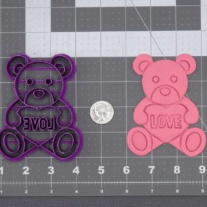 Black Cookie Valentines Day Teddy Bear with Heart 266 K061 Cookie Cutter for Romantic Themed Baking, Fondant Cake Decorations, Love Party Treats, Crafts, Anniversary Desserts