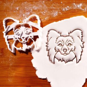 Papillon Dog Face Cookie Cookie Cutter for Dog Lovers, Toy Spaniel-Themed Baking, Cute Pet Biscuit Cutter, Full Body Cookie Cutter and Promo Set for Creative Treats and Gifts (ONLY FACE)