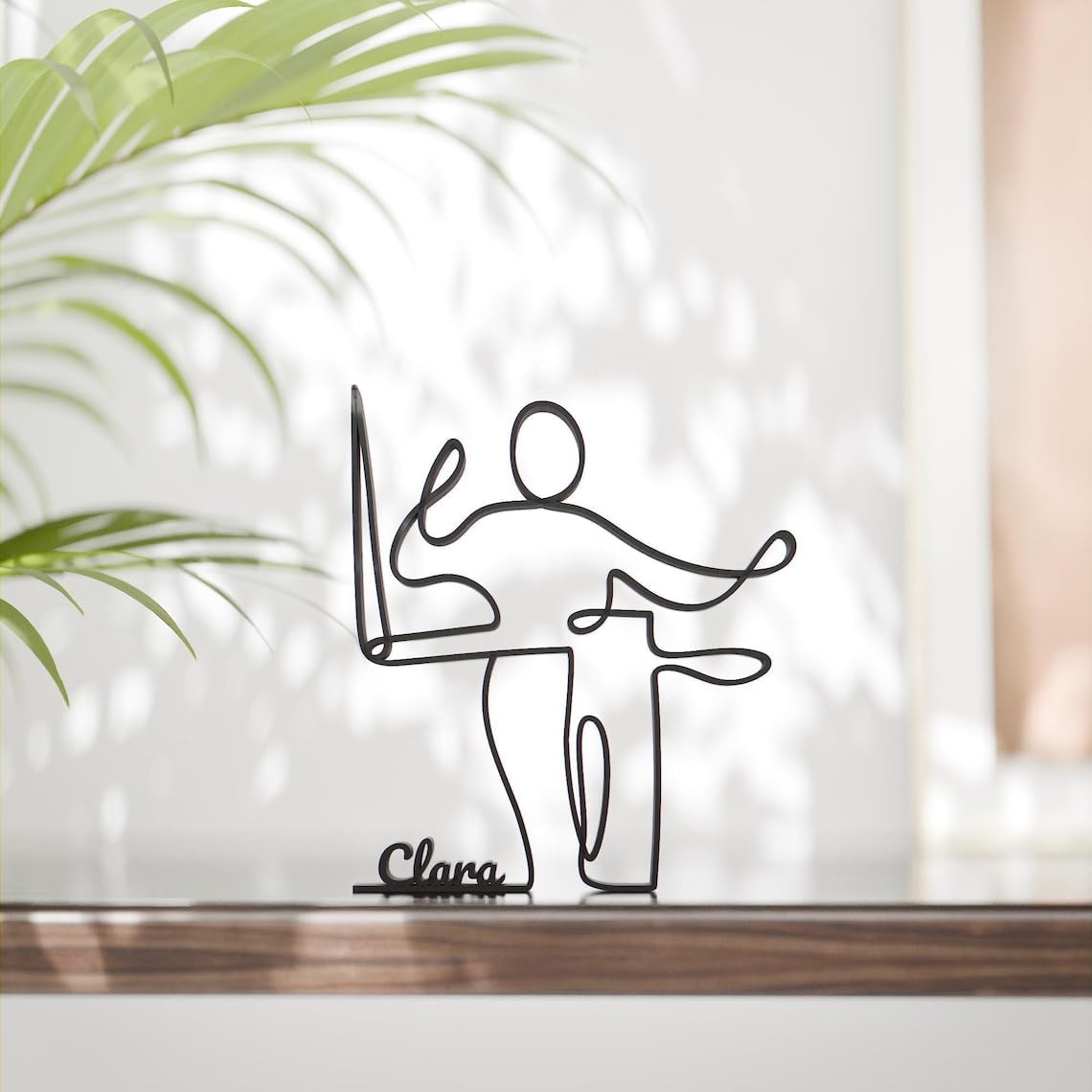 Black Theremin Player Personalized Plastic Line Art Decorative Sculpture Custom Name Musician Inspired Artistic Home Decor Accent Desk Shelf Display Minimal Creative Interior Artwork India - Image 2