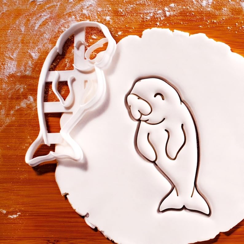 Upright Dugong Cookie Cutter Biscuit Fondant Craft Clay Cheese Dough Sugarpaste craft Baking Tool Marine Mammal Ocean Lover Coastal Wildlife Earth Day Conservation Baking (ONLY UPRIGHT DUGONG)
