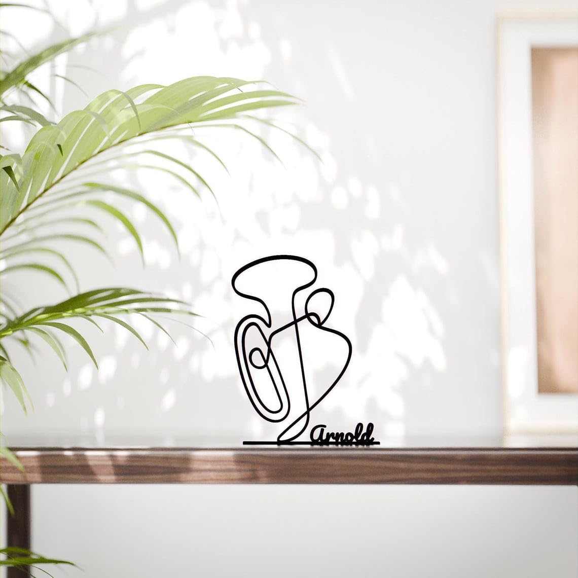 Black Custom Name Tuba Player Line Art Figure Personalized Musician Sculpture Minimal Brass Instrument Decor Modern Home Office Studio Table or Shelf Accent for Creative Interior Spaces - Image 2