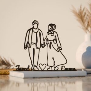 Personalized Romantic Lovers Plastic Minimalist Line Art Sculpture Custom Name Couple Decor Figure for Desk Shelf Living Room Bedroom Home Office Interior Styling