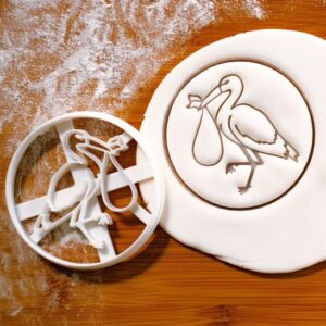 Stork with Baby Cookie Cutter India newborn baby shower biscuit cutter celebration fondant clay cutter birth announcement themed baking tool for party favors and gifts (ONLY STORK WITH BABY)