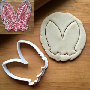 Cookie Bunny Ears with Flowers Cookie Cutter for Easter, Spring Baking, Bunny Birthday Theme, Biscuit, Fondant, Sugar Craft, Clay Modeling, Cupcake Decoration, Made in India