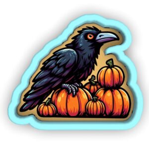 Black Halloween Raven on Pumpkin Cookie Cutter Plastic Fondant Clay Cutter and Stamp for Baking, DIY Crafts, Party Treats, Cake Decoration, and Creative Halloween Projects