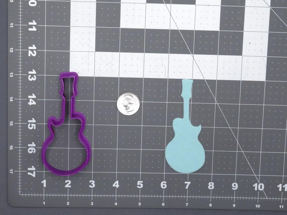 Guitar Black Cookie Cutter Silhouette for Music Theme Party Rock Star Birthday Decorations Baking Tool for Shaping Cookies Fondant Clay Crafts and Musical Cake Toppers and Gifts