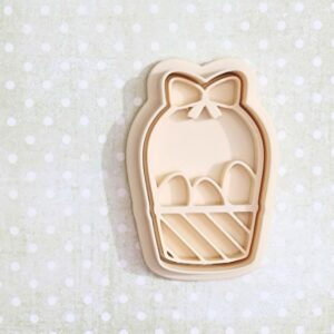 Basket with eggs cookie cutter set for baking Easter spring themed sugar cookies fondant cupcake toppers festive brunch party decor seasonal holiday cake decoration craft and baking