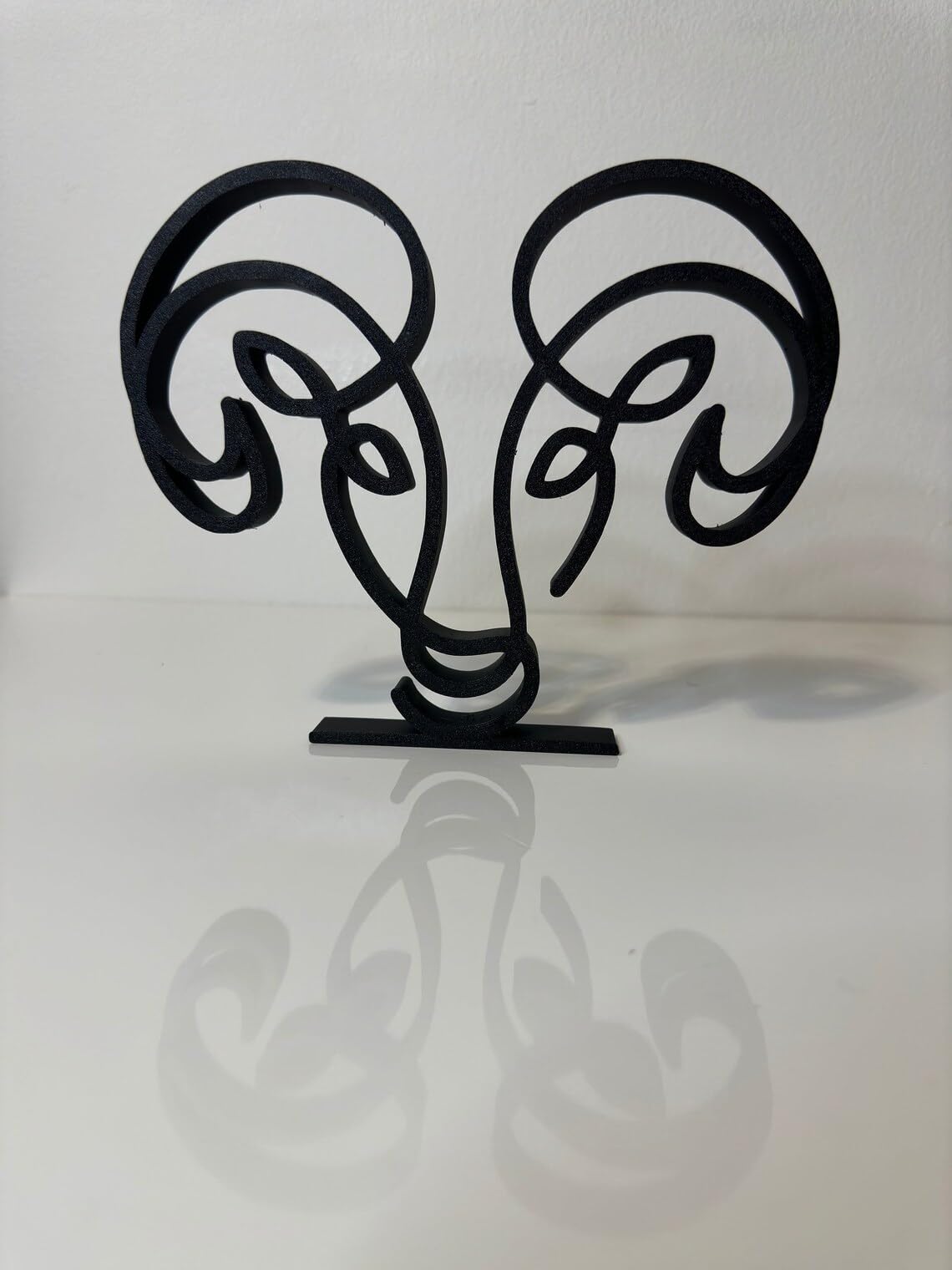 Aries Zodiac Sign One Line Sculpture - Contemporary Minimalist Art for Home & Office Decor - Unique Gift Idea - Self-Sitting Shelf Ornament - Image 2