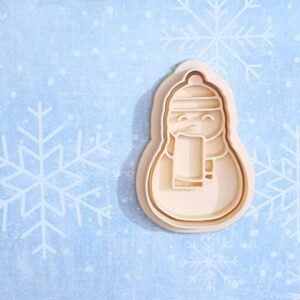 Snowman Cookie Cutter Set for Winter Holiday Baking Snowman Shape Biscuit Pastry Fondant Sugar Paste Cutters for Christmas Party Homemade Cookies Cake Decoration and Festive Dessert