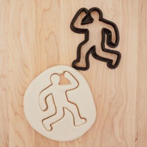 Chalk Outline Dancing Man and Running Guy Cookie Fondant Clay Cutter Set for Baking Decorating Fun Party Treats Dough Modeling Sports Theme Craft Projects Kids Activities India Cookie