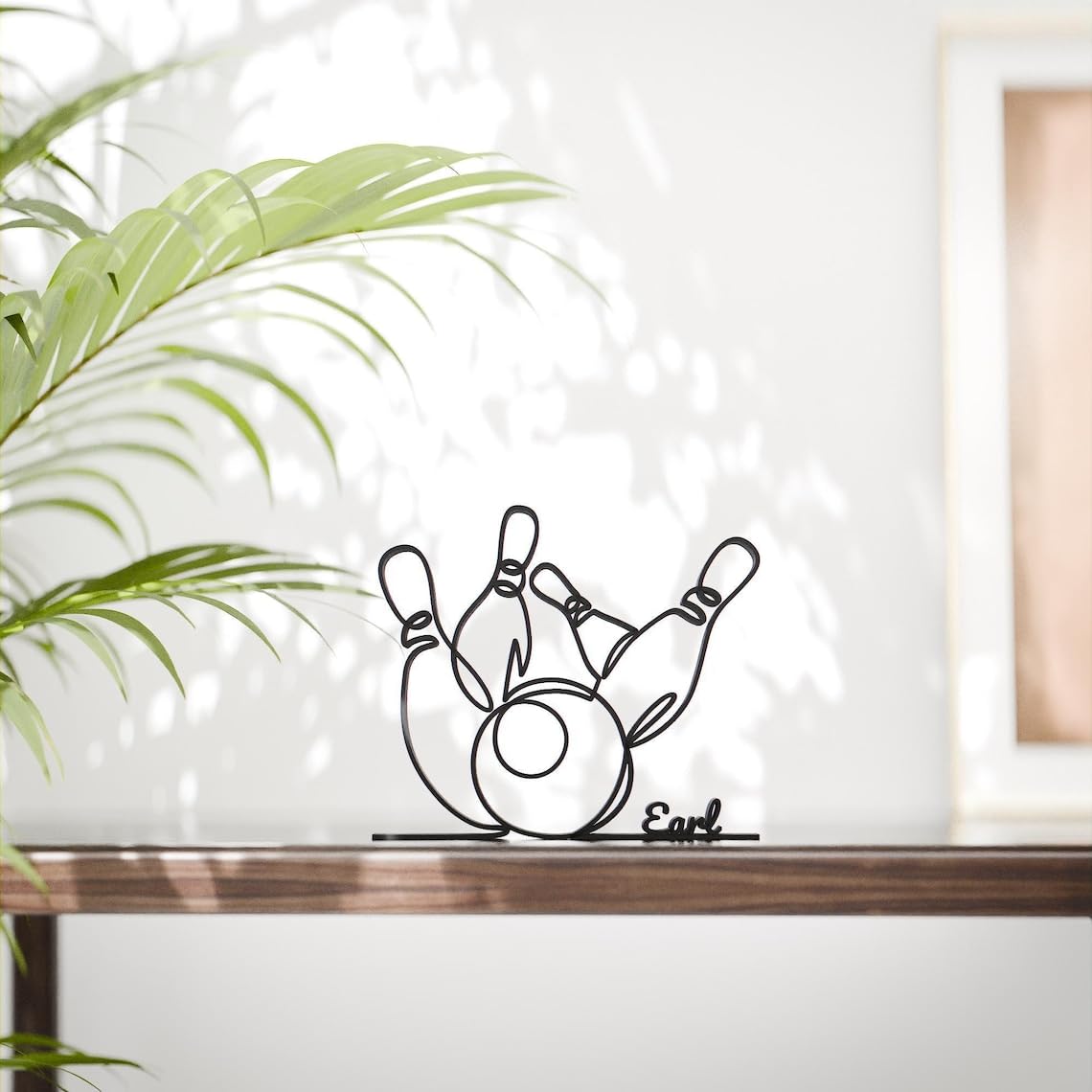 Personalized Bowling Plastic Minimalist Line Art Sculpture Custom Name Sports Decor Figure for Home Office Desk Shelf Thoughtful Bowling Theme Display - Image 2
