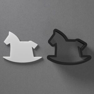 Rocking Horse Polymer Clay Cutter Sharp Tapered Edge Clay Earring Cutter Jewelry Making Tool for Mini Studs Toy Pendant Set Cookie Cutter for Baby Shower Nursery Clay Crafts