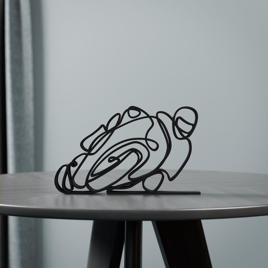 Motorbiker Line Art Figure Plastic Home Decor Sculpture for Bike Lovers Minimalist Rider Display for Living Room Office Desk Shelf Table Modern Motorsport Art Accent India - Image 5
