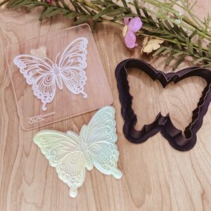 Butterfly Cookie Cutter and Stamp Set Cookie for Fondant, Clay, Dough Detailed Butterfly Embosser and Cutter for Garden Theme Baking, Spring Crafts and Nature Projects Made in India