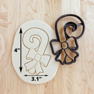 Candy Cane with Bow Christmas Cookie Cutter, Fondant or Clay Cutter, Holiday Sugar Cookie Cutter, Christmas Cookie Baking, Holiday Cookie Decor, Made in India