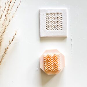 Black Herringbone Clay Stamp Small, Polymer Clay Jewelry Tool, Earthenware Clay Stamp, Pottery and Craft Texture Pattern Cutter for DIY Projects and Decorative Clay Creations