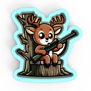 Deer in Hunting Tree Stand Cookie Cutter Black cookie Stamp and Stencil Set for Outdoor, Hunting, and Wildlife-Themed Baking, Sugar Cookie Mold, Fondant Cutter, Baking Decoration Tools