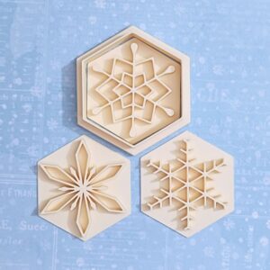 Snowflakes Cookie Design 1 Cutter Set 3 Winter Holiday Theme Baking Snowflake Shape Biscuit Pastry Fondant Sugar Paste Cutters for Christmas Party Homemade Cookies and Cake (ONLY DESIGN 1)