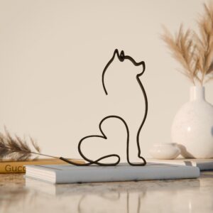 Minimalist Pomeranian Dog Sculpture for Modern Home Decor | Pet Memorial Figurine | Heart Desk Accent | Contemporary Art Piece for Dog Lovers and Animal-Themed Decoration Ideas