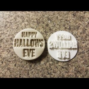 Black Happy Hallows Eve V02 Embosser Stamp Cookie India Halloween Themed Cupcake and Cookie Embosser Tool for Spooky Party Baking and Festive Decorations