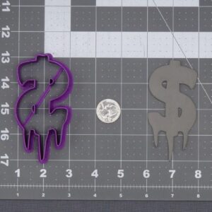Black Melting Dollar Sign 266-K728 Cookie Cutter for Money Theme Baking Finance Humor Cookies Cryptocurrency Party Fondant Biscuit Tool for Business Events DIY Crafts Cake Decoration