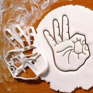 OK Hand Sign Cookie Cutter for All Is Well Theme Baking Emoji Party Biscuits Symbolic Treats Celebration Gift Idea for Encouragement Motivation Positive Vibes and Appreciation Moments