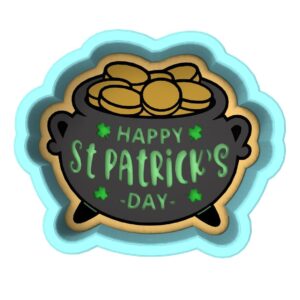 Black St Patricks Day Pot of Gold Cookie Cutter Plastic Stamp and Stencil for Cookies, Fondant, Pastry, Sandwiches, and Dough Baking Tool India