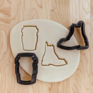 Fall Coffee to Go Cup and Boot Cookie Fondant Clay Cutter Set India Cookie Autumn Themed Shape for Baking, Cake Decorating, Seasonal Crafts, Pottery, Ceramics, and DIY Projects