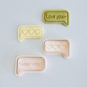 Black Love Message Cookie Cutter cookie Love You Text Bubble Cookie Cutter Stamp Set Conversation Bubble Fondant Molds for Cookies Pastries Cupcakes Biscuits Dessert Baking Tool