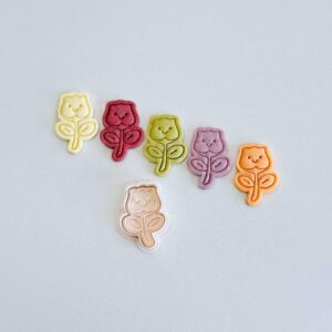 Black Flower Cookie Cutter Stamp Plastic Smiley Face Rose and Tulip Shape Baking Tool for Valentine Day Cookies Biscuits Fondant Party Treats Home Baking Romantic Desserts