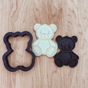 Teddy Bear Cookie Cutter and Stamp Set Cookie for Fondant Clay Dough Teddybear Sugar Cookies Decorating Tool for Cake Toppers Kids Crafts Birthday Party Baking Made in India