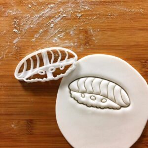 Salmon Sushi Cookie Cutter Nigiri Shaped Biscuit Cutter Japanese Cuisine Inspired Baking Rice Prawn Amaebi Sashimi Nigirizushi Sumeshi Shari Seafood Sushi Themed Snack Decor (ONLY SALMON SUSHI