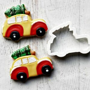 Tree Topped Car Cookie Cookie Cutter for Christmas Baking, Holiday Car with Tree Cookie Shape, Made in India, Ideal for Winter Parties and Festive Treats