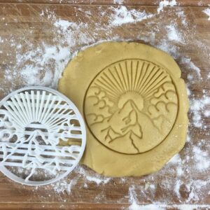 Black Sun with Landscape Cookie Cutter, Hiking and Hiker Cookies, Hiking Gifts, Fondant Clay Cutter, Outdoor Adventure Party Favor, Christmas Gift Idea, Nature Treats