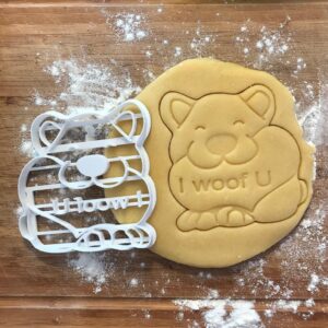 Black I Woof You Cookie Cutter cookie India Pembroke Welsh Corgi Dog Biscuit Cutter for Baking Fondant Clay Craft Tool Corgi Gifts Dog Mom Gift Dog Party Favor I Love You Gift