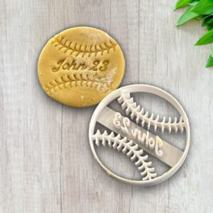 Personalized Baseball Cookie Cutter with Custom First Name for Making Homemade Shortbread Cookies Pastry Sugar Paste Fondant Cake Decoration Ideal for Sports Birthdays Gifts and Baking