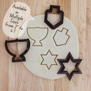 3 Inch Hanukkah Cookie Cutter Set (Menorah, Star of David, Dreidel) for Creating Festive Hanukkah Cookies, Ideal for Baking and Decorating Holiday Treats, Made of Durable Cookie in