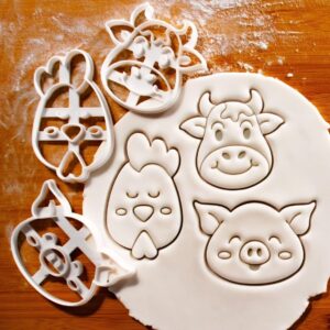 Zen Chicken Cheerful Cow and Happy Pig Cookie Cutter